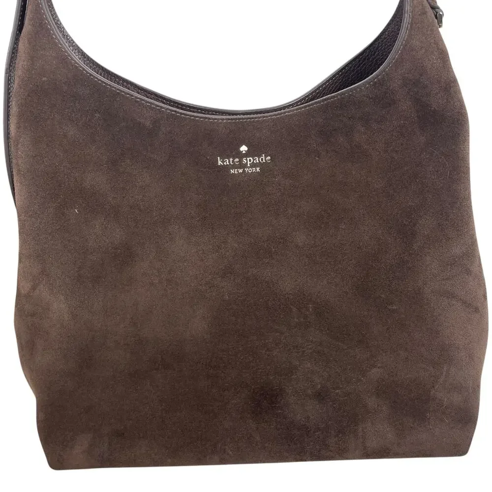 Kate Spade 454 Suede Large Shoulder Bag Lena Bifold Wallet Set Hot Fudge